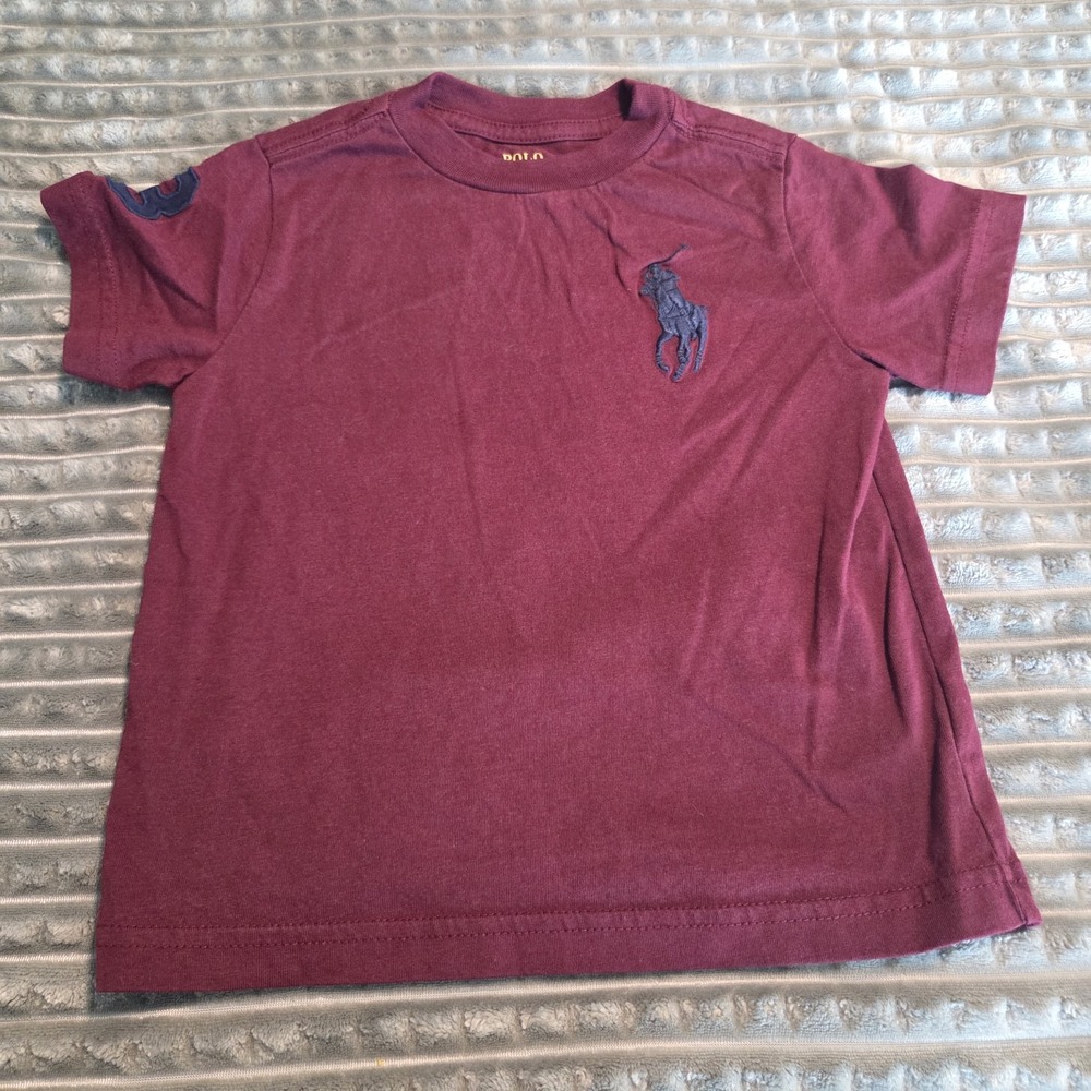 Polo Ralph Lauren Boys T-Shirt Big Pony Burgundy Maroon Short Sleeve 2T